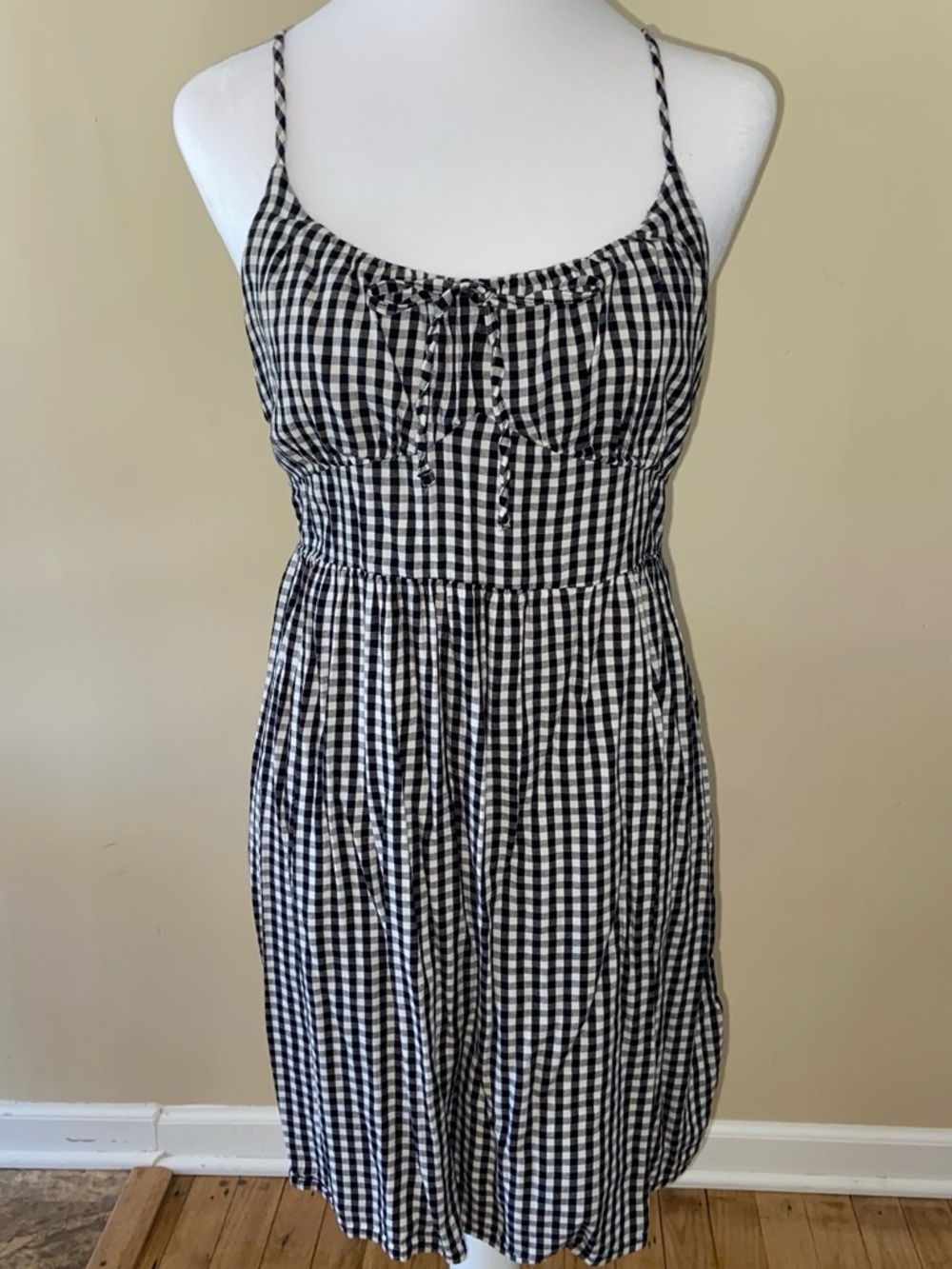 SO Black and White Gingham Spaghetti Strap Dress